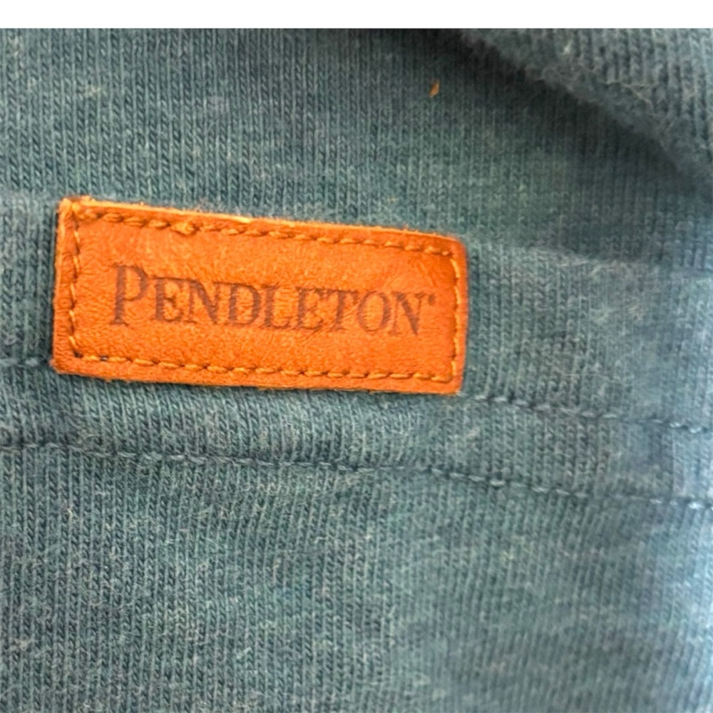 Men’s Pendleton Teal Blue Leather Patch Pocket Te… - image 6